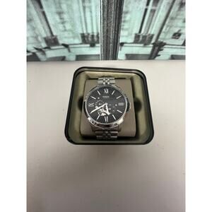 Fossil ME3107 Townsman Automatic  Black Dial Silver Steel Strap Men's Watch